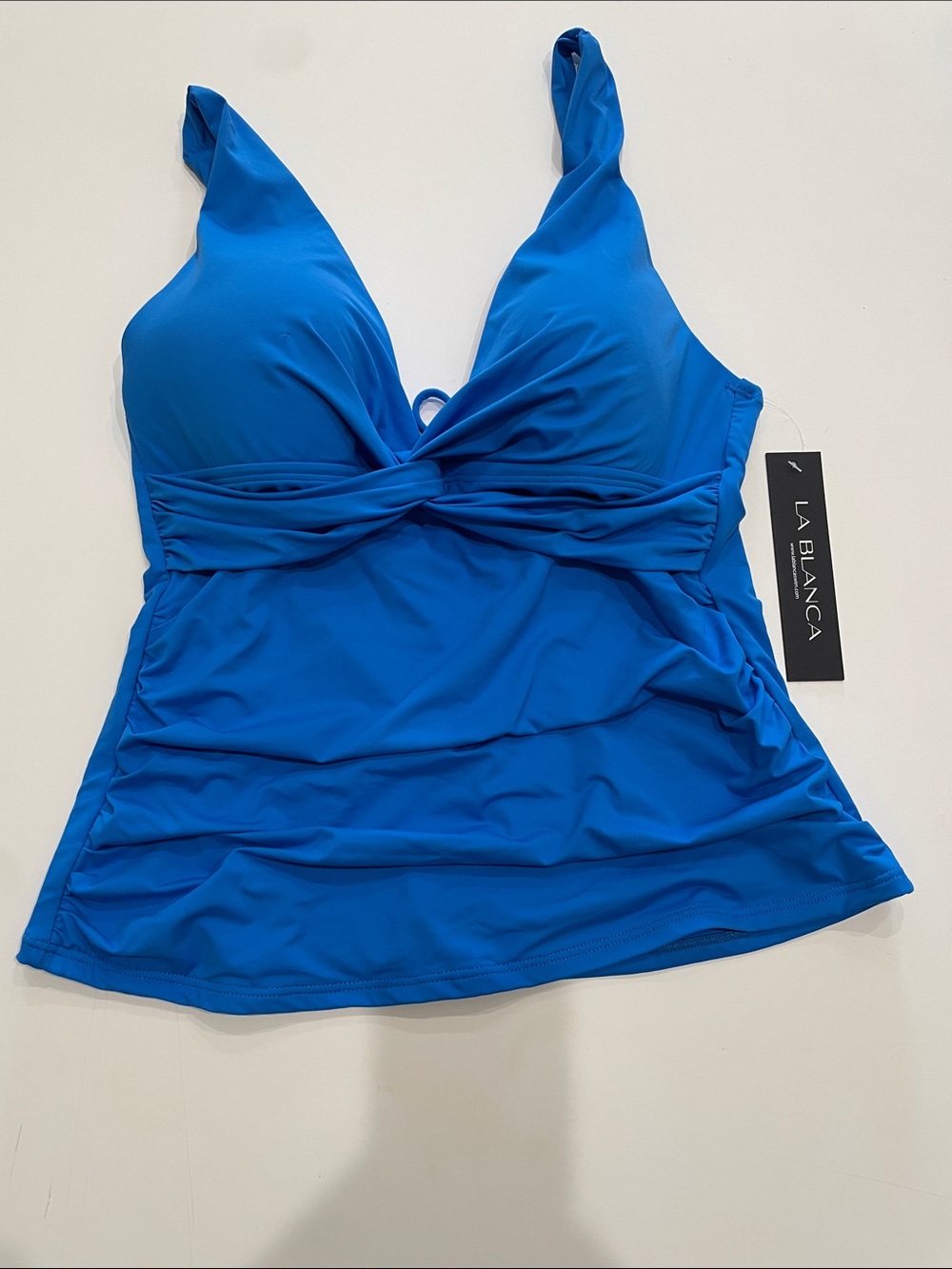 La Blanca Island Goddess Twist Tie Back Tankini Capri Blue size 6 blue NWT